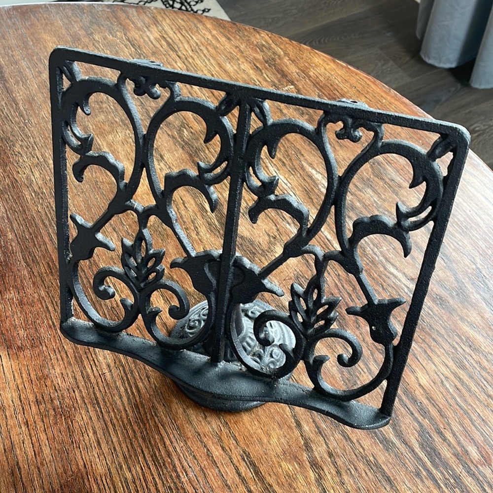 Vintage, cast iron, recipe book holder.